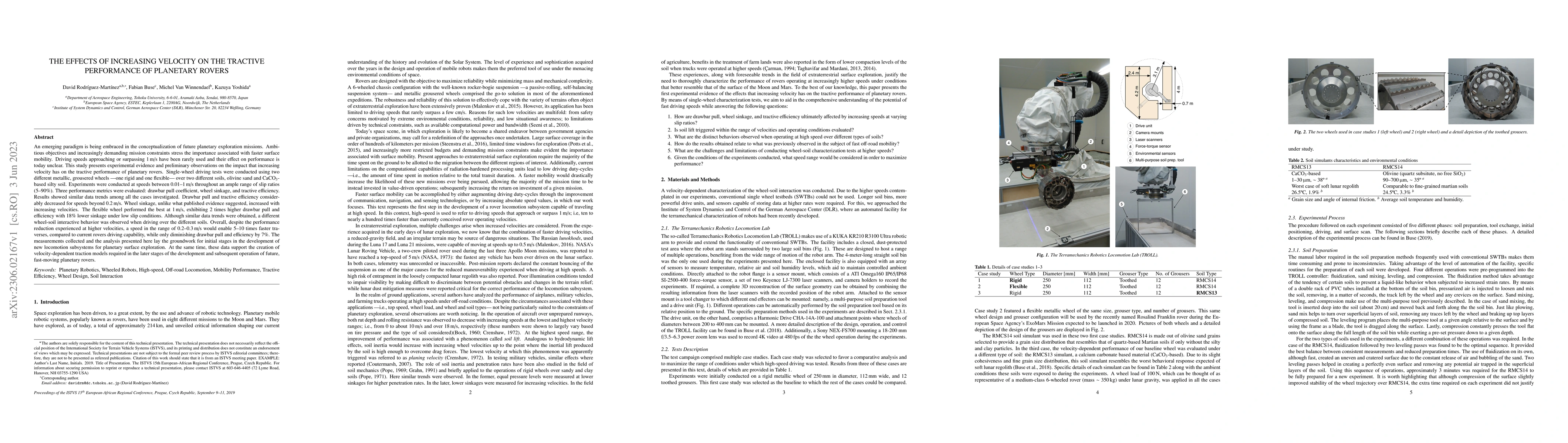 Thumbnail for The effects of increasing velocity on the tractive performance of
  planetary rovers