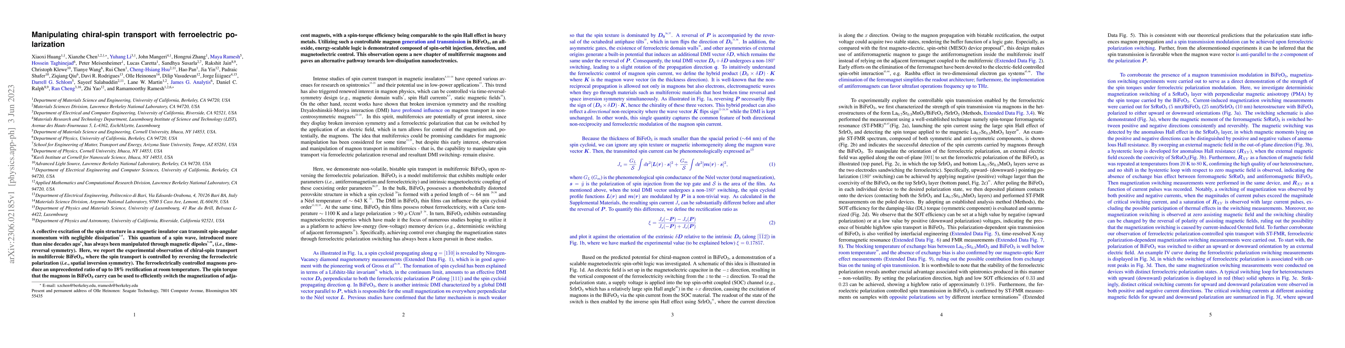Thumbnail for Manipulating chiral-spin transport with ferroelectric polarization