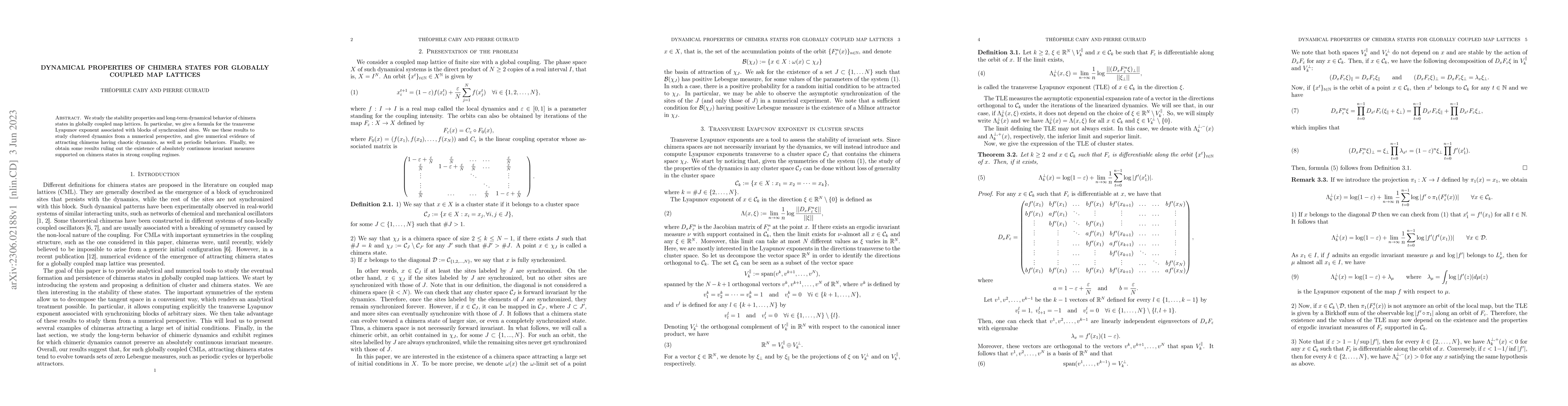 Thumbnail for Dynamical properties of chimera states for globally coupled map lattices