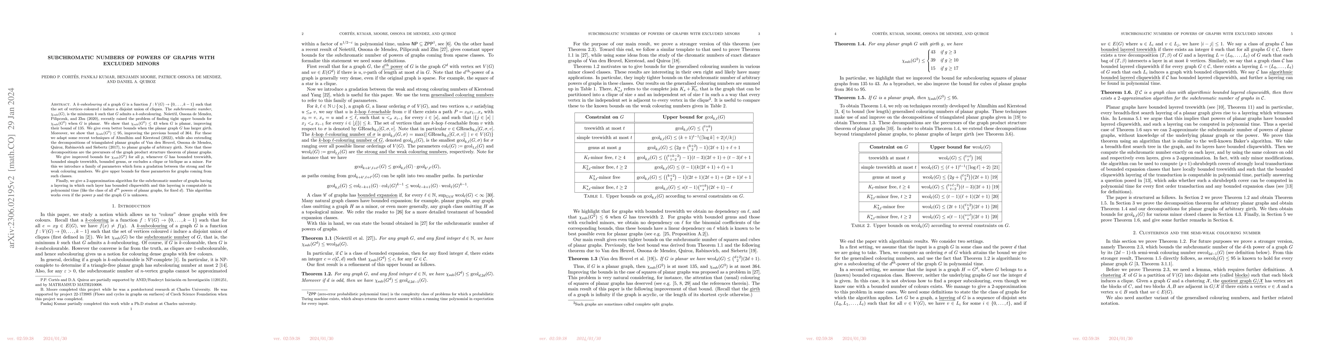 Thumbnail for Subchromatic numbers of powers of graphs with excluded minors