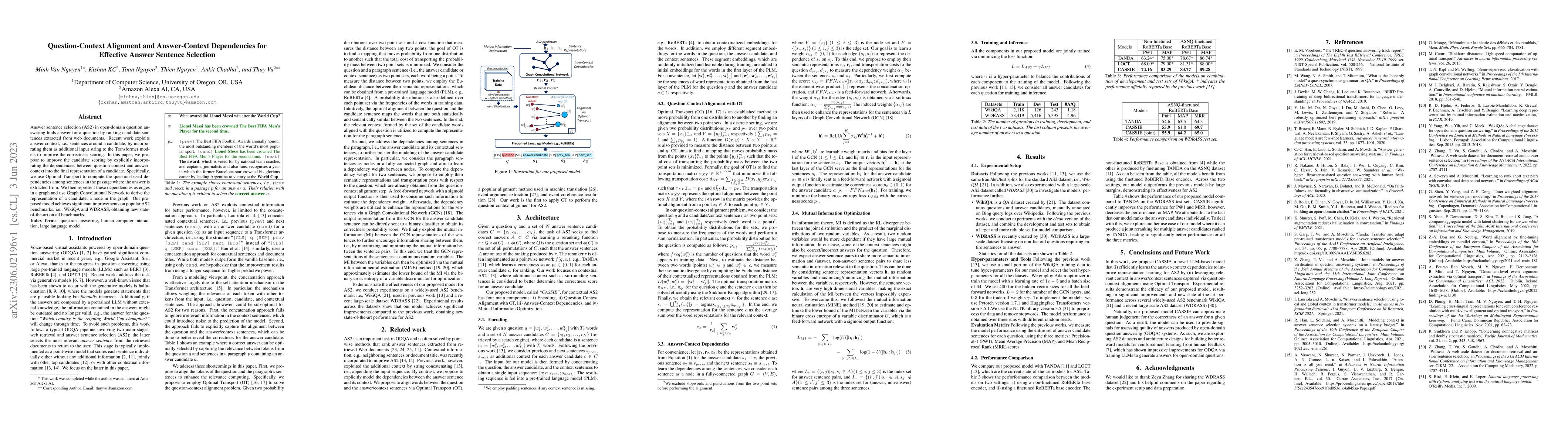 Thumbnail for Question-Context Alignment and Answer-Context Dependencies for Effective
  Answer Sentence Selection