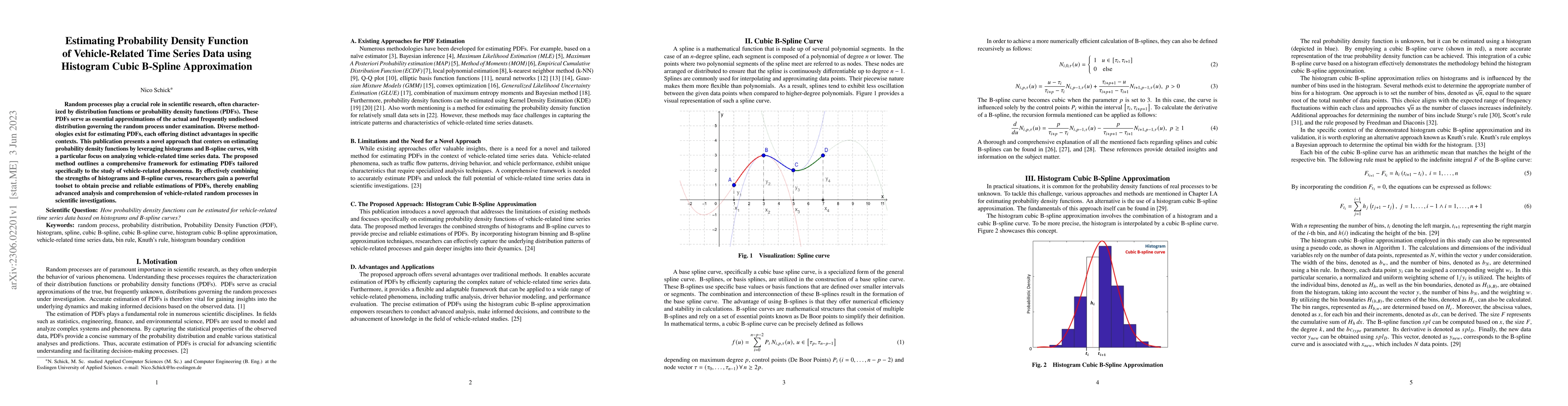 Thumbnail for Estimating Probability Density Function of Vehicle-Related Time Series
  Data using Histogram Cubic B-Spline Approximation