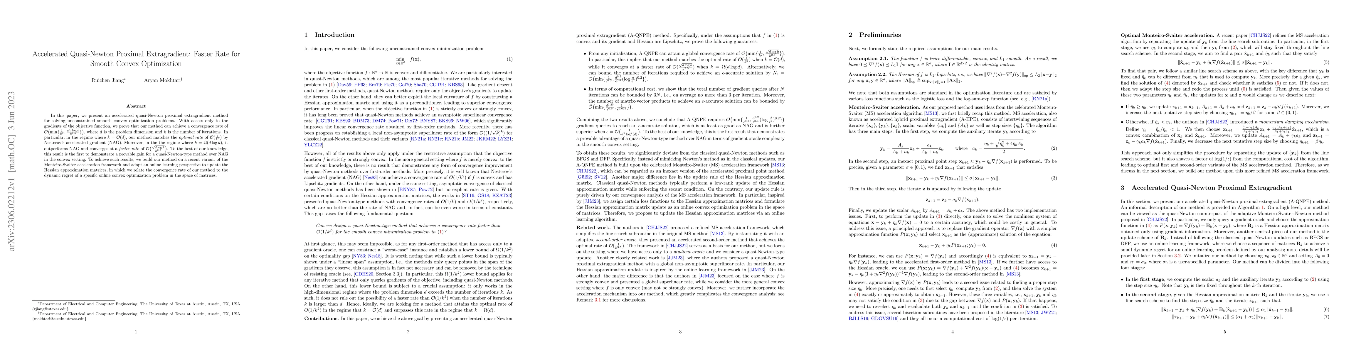 Thumbnail for Accelerated Quasi-Newton Proximal Extragradient: Faster Rate for Smooth
  Convex Optimization