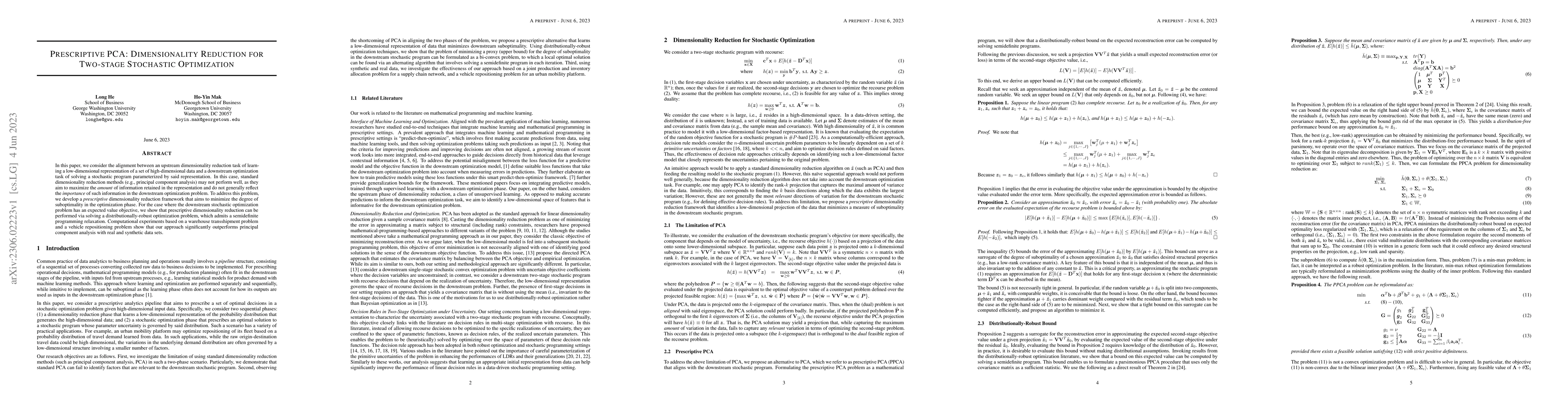 Thumbnail for Prescriptive PCA: Dimensionality Reduction for Two-stage Stochastic
  Optimization