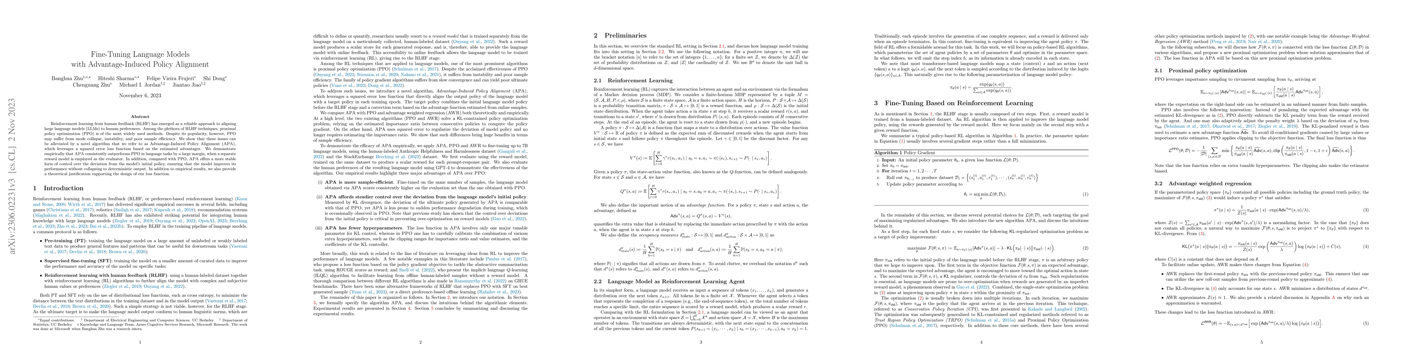 Thumbnail for Fine-Tuning Language Models with Advantage-Induced Policy Alignment