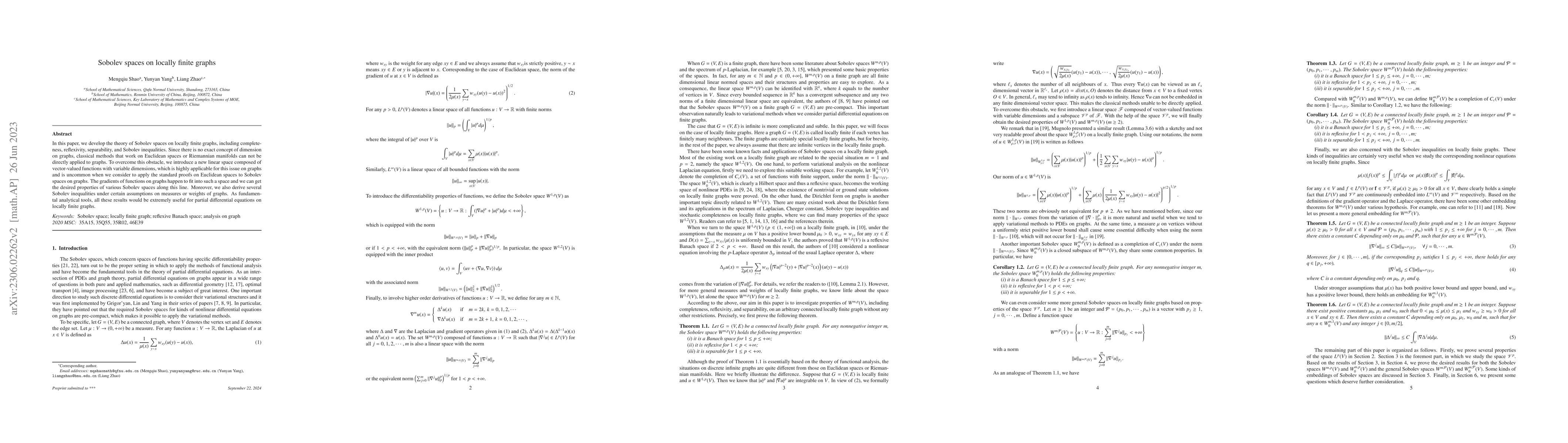 Thumbnail for Sobolev spaces on locally finite graphs