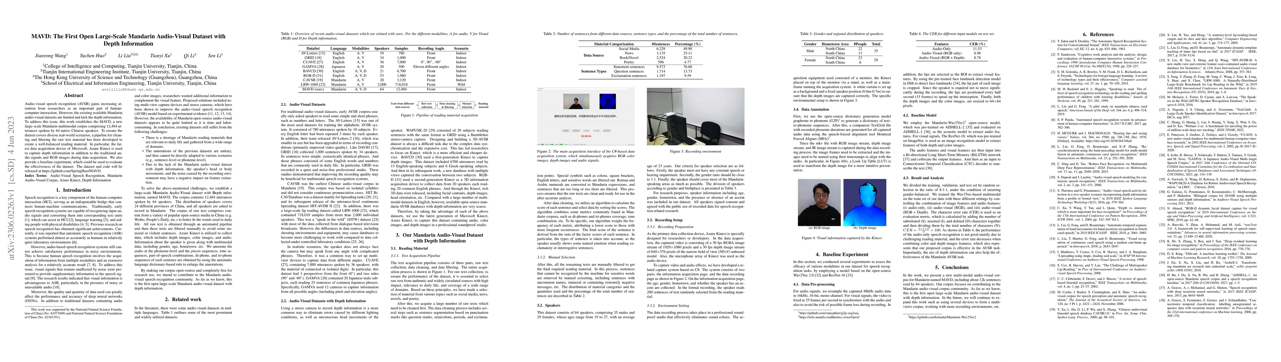 Thumbnail for MAVD: The First Open Large-Scale Mandarin Audio-Visual Dataset with
  Depth Information