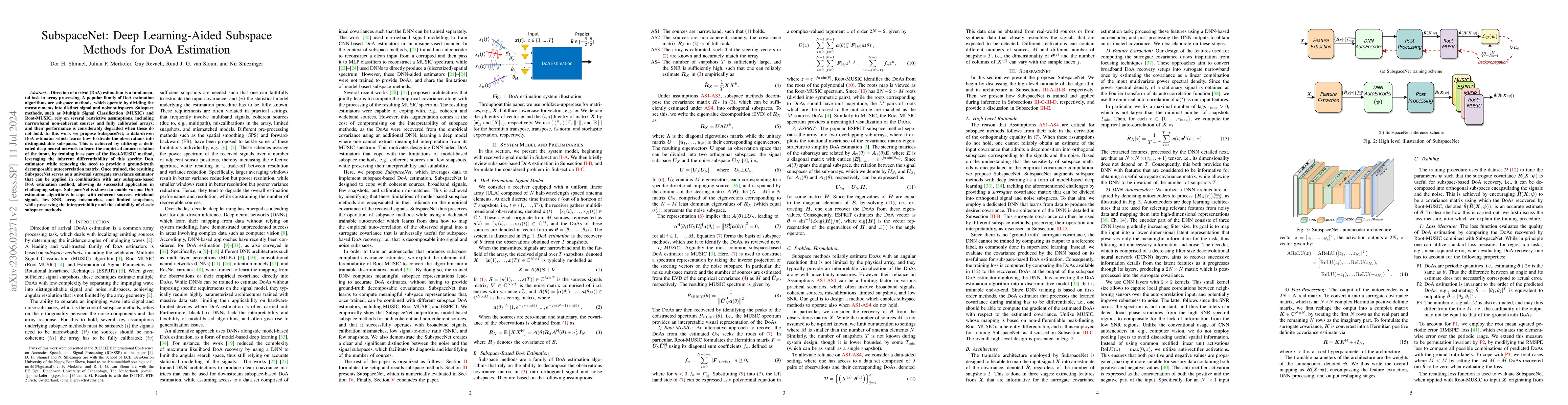 Thumbnail for SubspaceNet: Deep Learning-Aided Subspace Methods for DoA Estimation