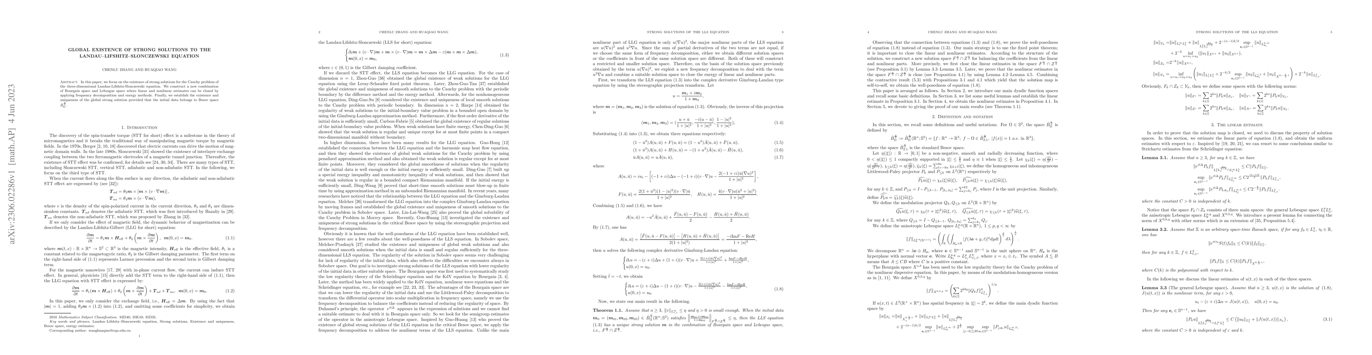 Thumbnail for Global existence of strong solutions to the Landau-Lifshitz-Slonczewski
  equation