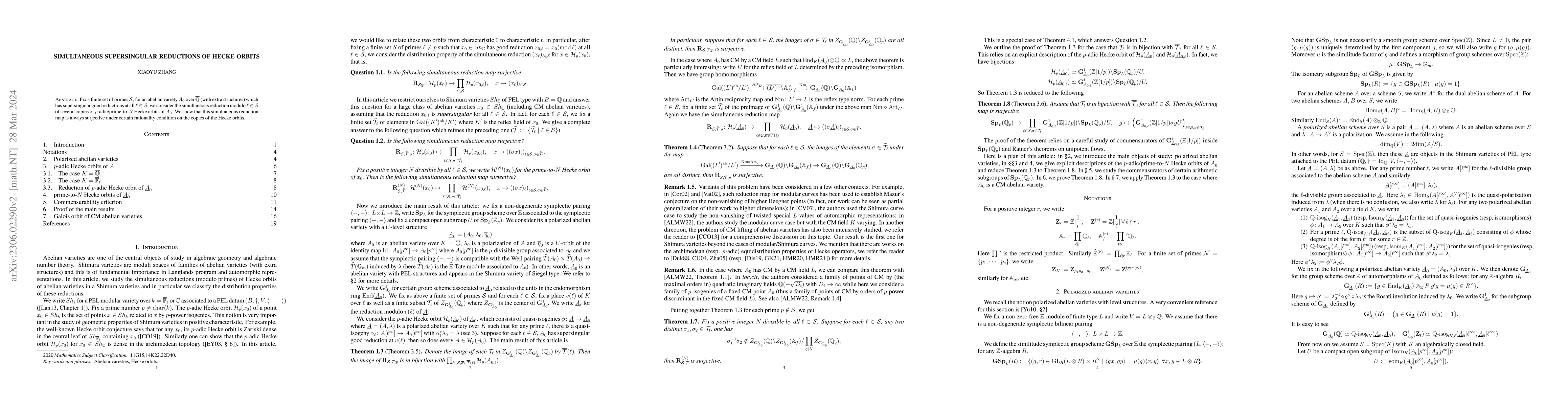 Thumbnail for Simultaneous supersingular reductions of Hecke orbits