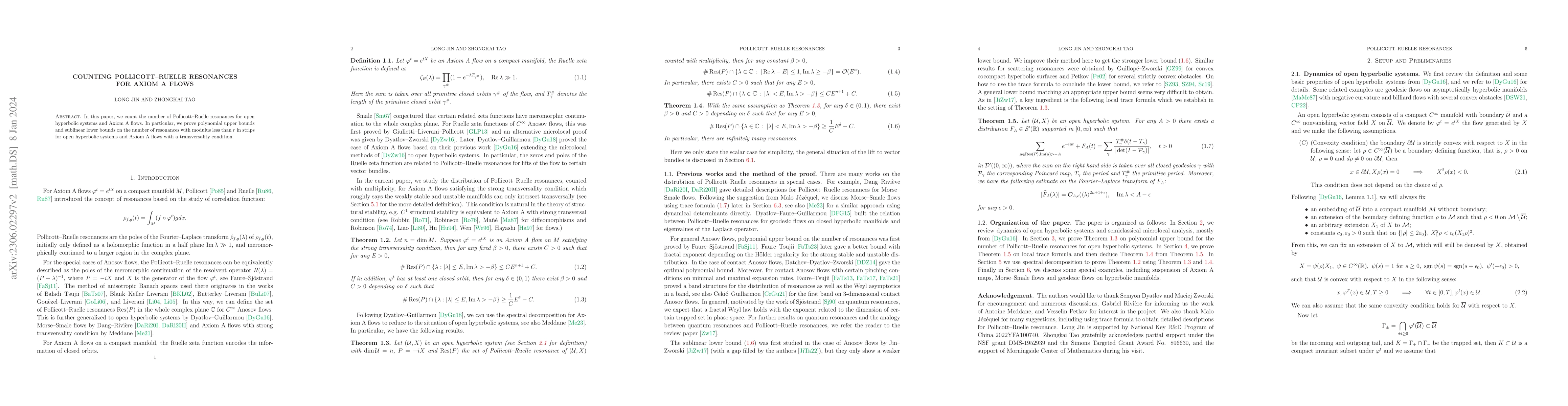 Thumbnail for Counting Pollicott--Ruelle resonances for Axiom A flows