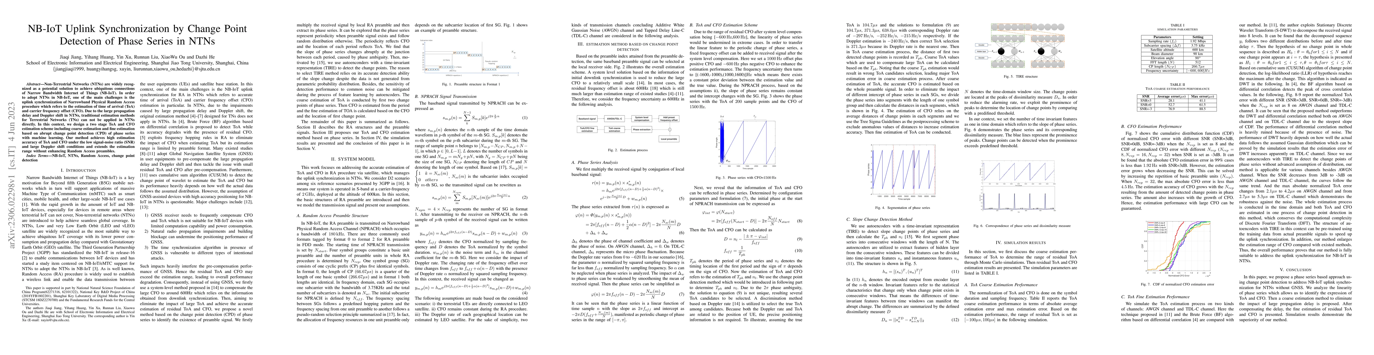 Thumbnail for NB-IoT Uplink Synchronization by Change Point Detection of Phase Series
  in NTNs