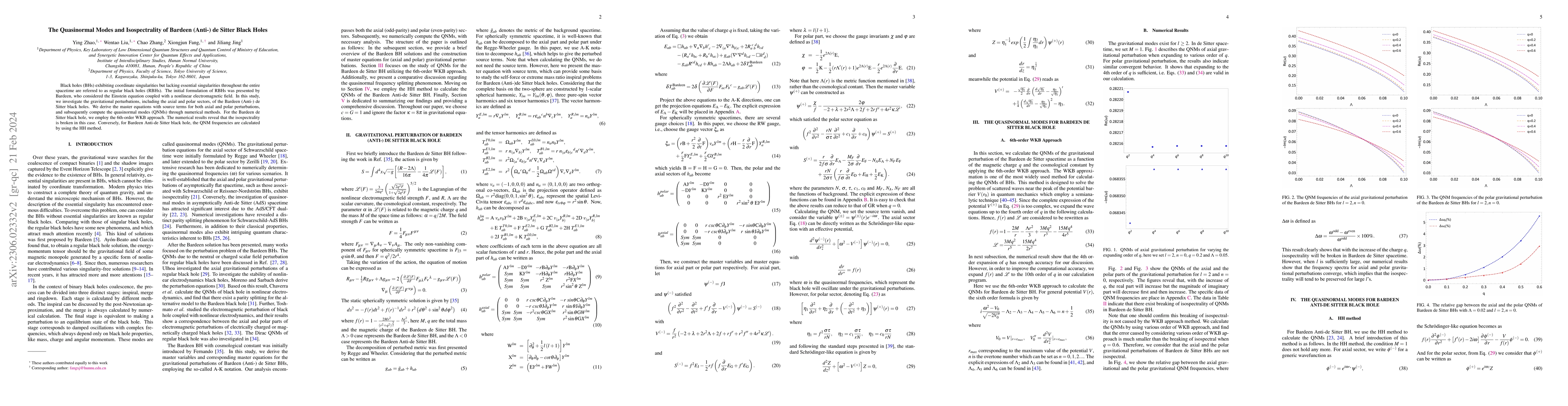 Thumbnail for The Quasinormal Modes and Isospectrality of Bardeen (Anti-) de Sitter
  Black Holes