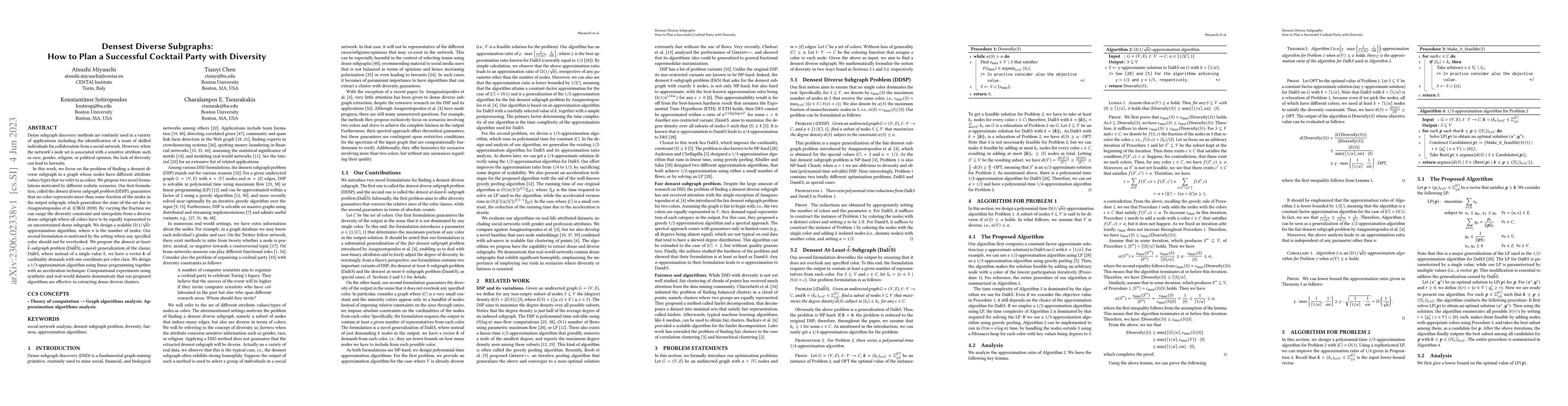 Thumbnail for Densest Diverse Subgraphs: How to Plan a Successful Cocktail Party with
  Diversity
