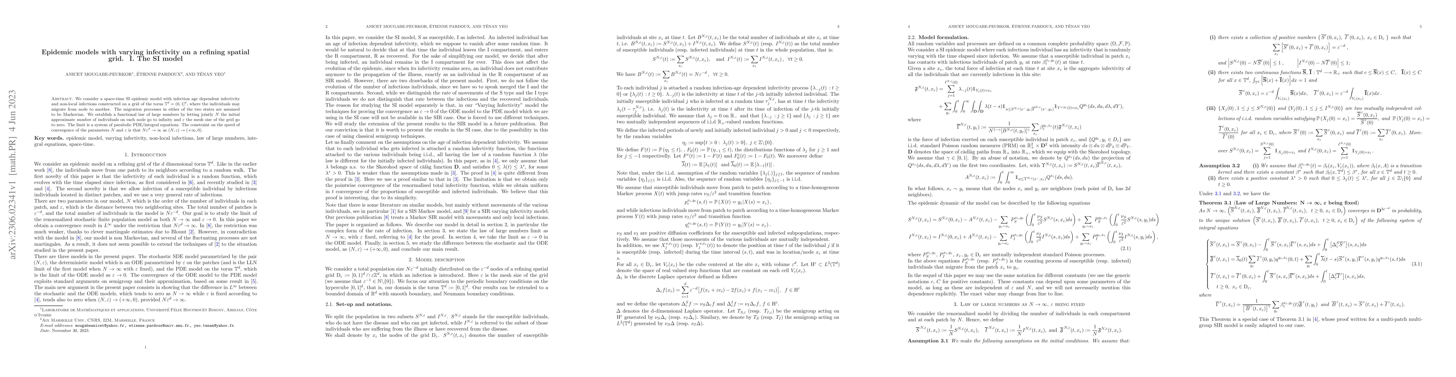 Thumbnail for Epidemic models with varying infectivity on a refining spatial grid. I.
  The SI model