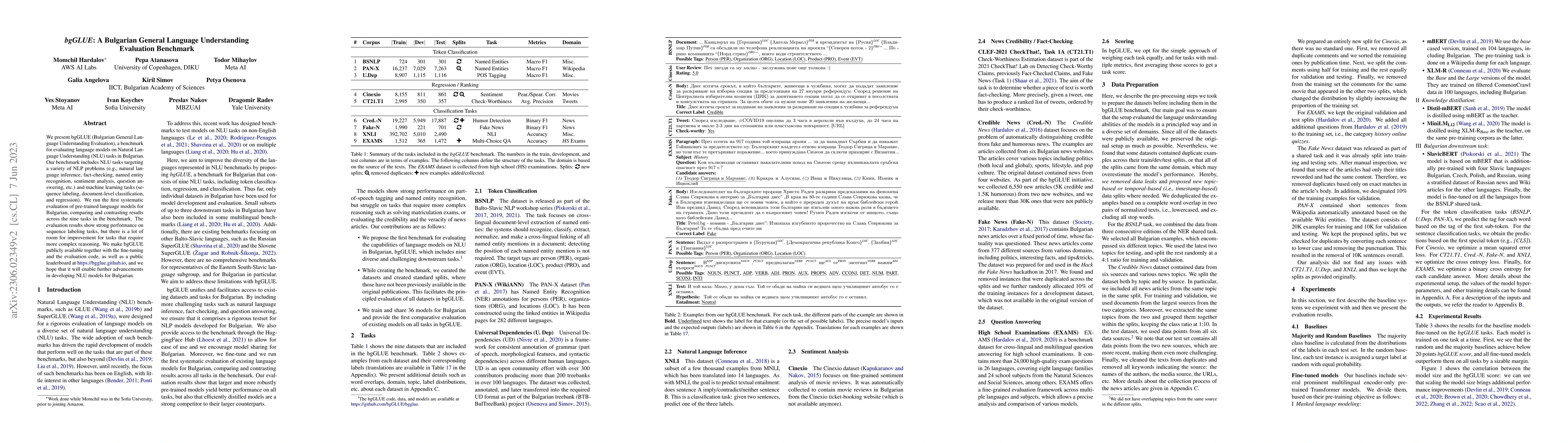 Thumbnail for bgGLUE: A Bulgarian General Language Understanding Evaluation Benchmark