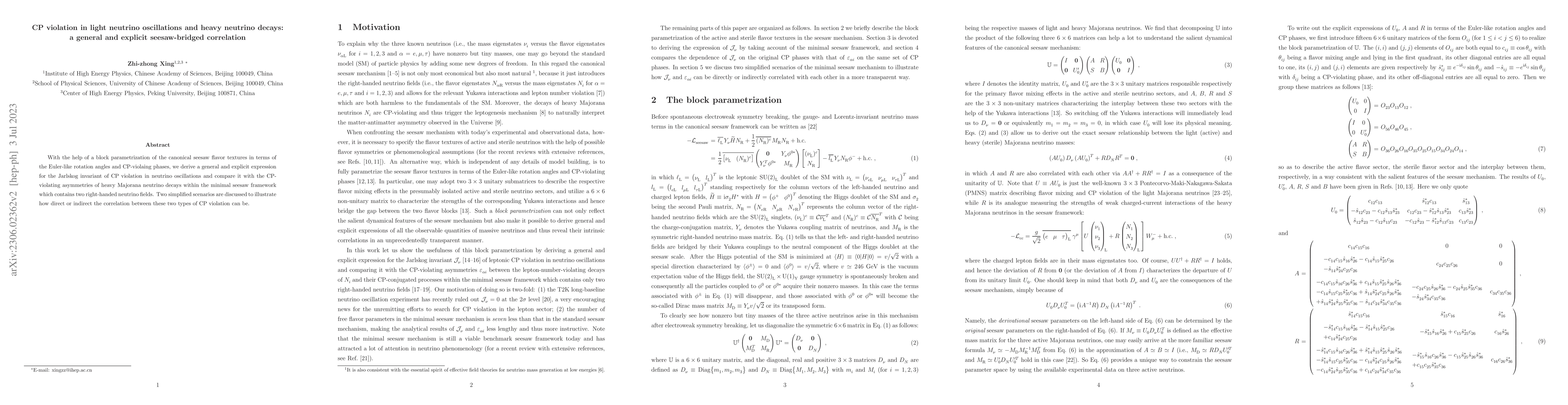 Thumbnail for CP violation in light neutrino oscillations and heavy neutrino decays: a
  general and explicit seesaw-bridged correlation