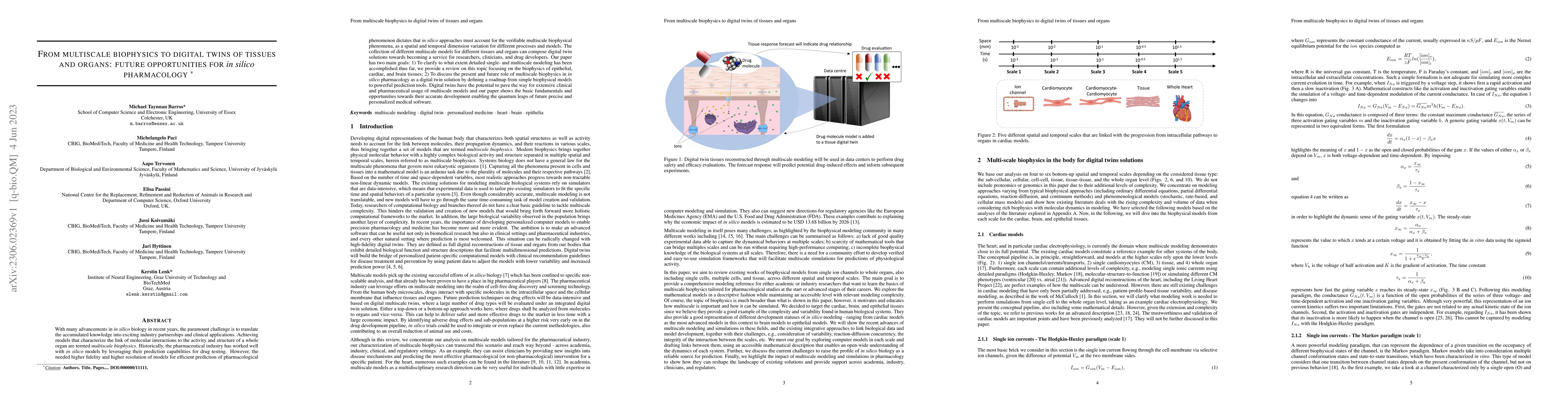 Thumbnail for From multiscale biophysics to digital twins of tissues and organs:
  future opportunities for in silico pharmacology