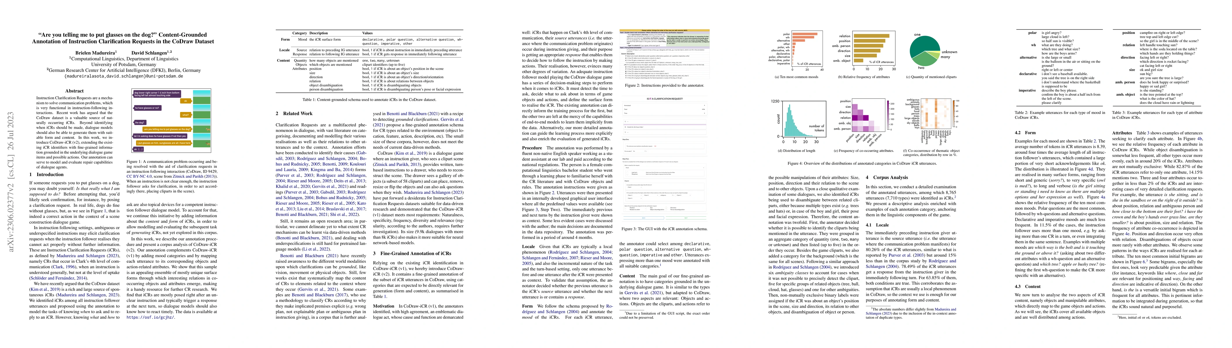 Thumbnail for "Are you telling me to put glasses on the dog?'' Content-Grounded
  Annotation of Instruction Clarification Requests in the CoDraw Dataset
