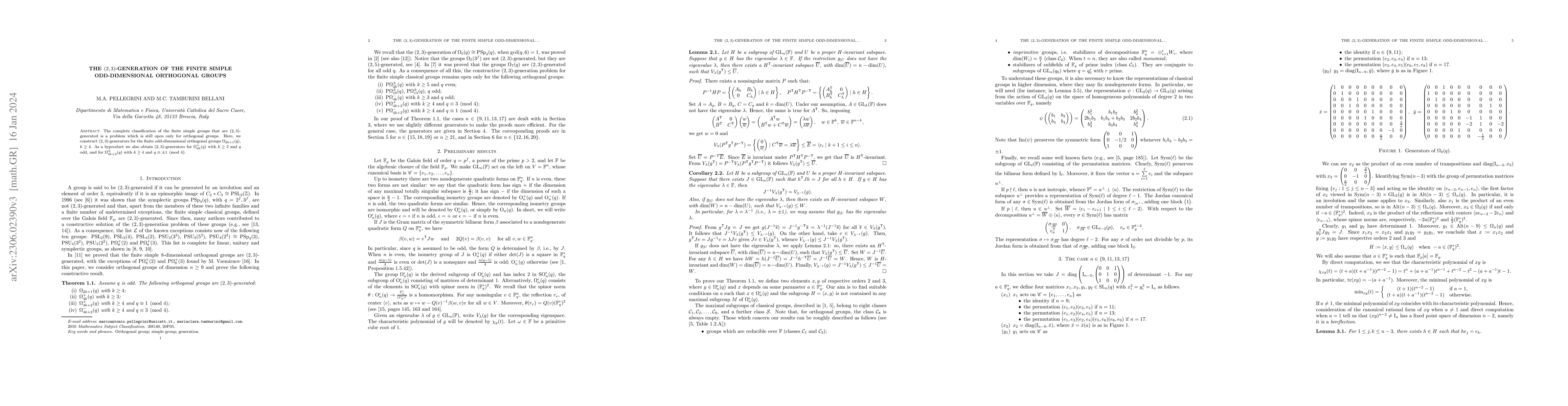 Thumbnail for The $(2,3)$-generation of the finite simple odd-dimensional orthogonal
  groups