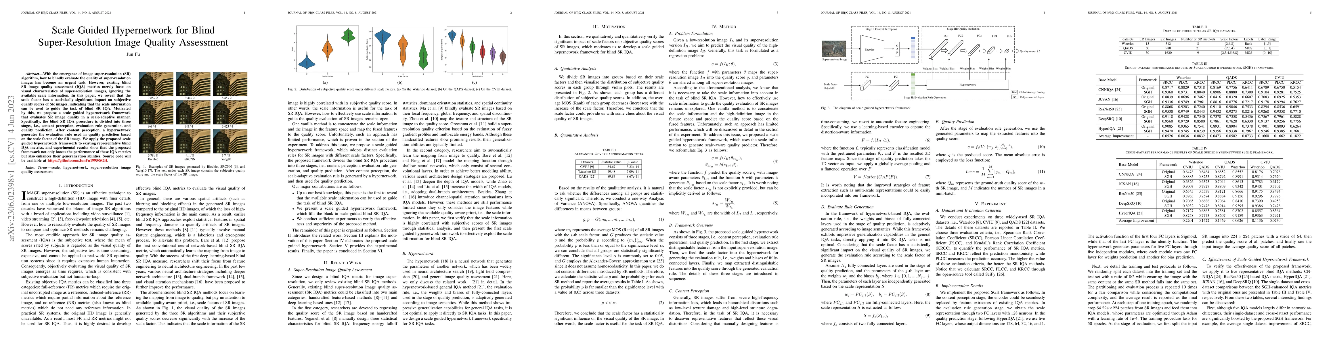 Thumbnail for Scale Guided Hypernetwork for Blind Super-Resolution Image Quality
  Assessment