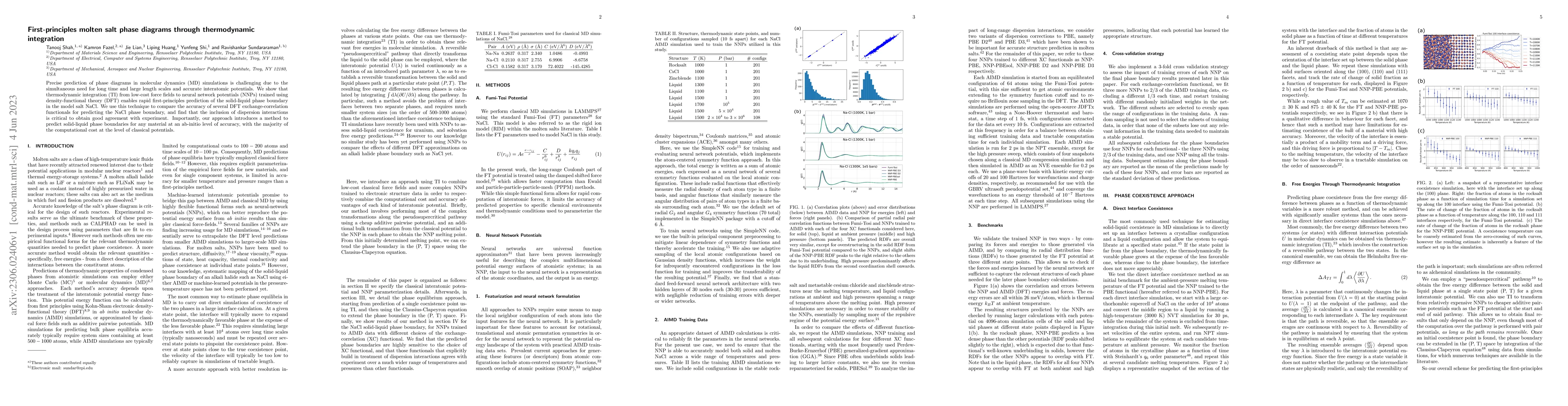 Thumbnail for First-principles molten salt phase diagrams through thermodynamic
  integration