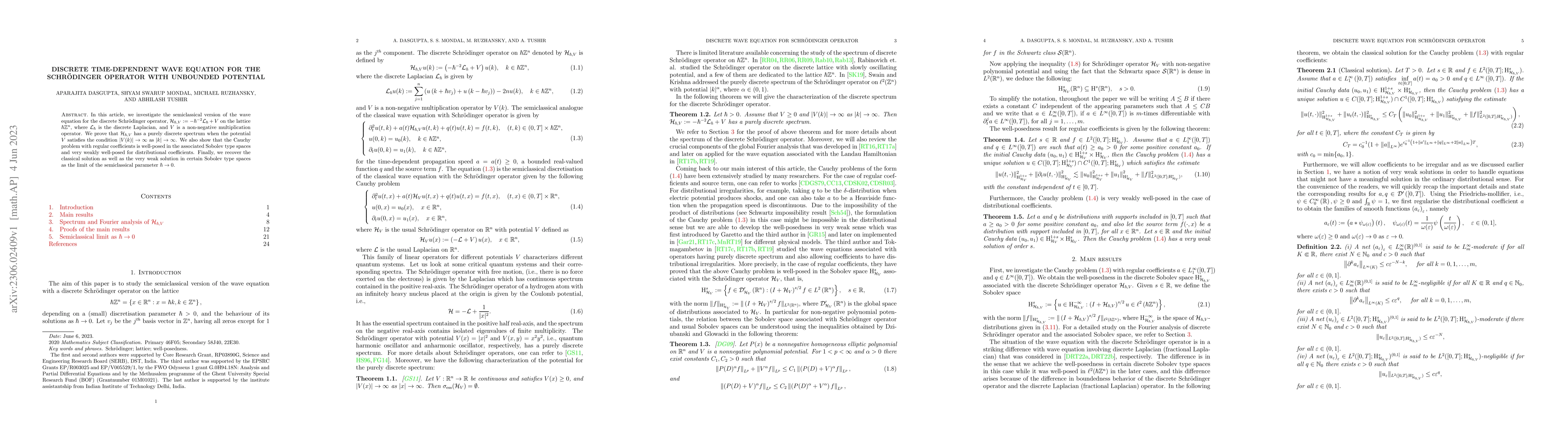 Thumbnail for Discrete time-dependent wave equation for the Schr\"{o}dinger operator
  with unbounded potential