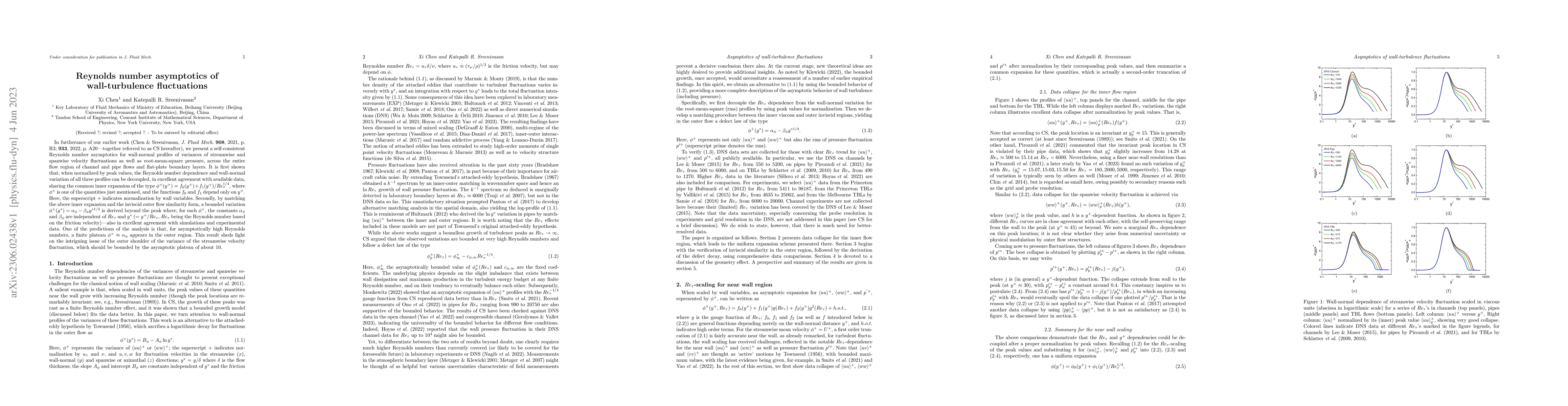 Thumbnail for Reynolds number asymptotics of wall-turbulence fluctuations