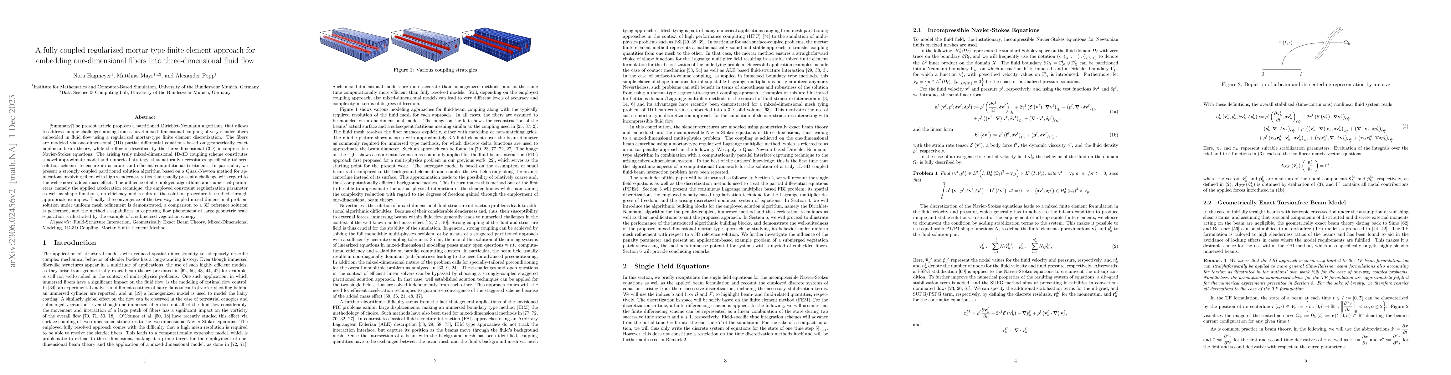 Thumbnail for A fully coupled regularized mortar-type finite element approach for
  embedding one-dimensional fibers into three-dimensional fluid flow