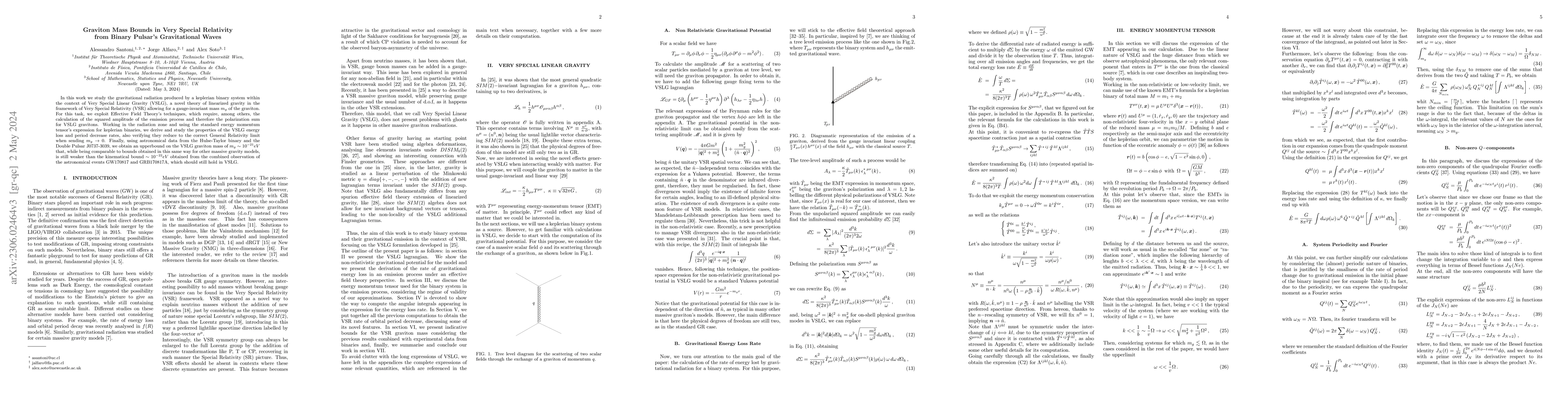 Thumbnail for Graviton Mass Bounds in Very Special Relativity from Binary Pulsar's
  Gravitational Waves