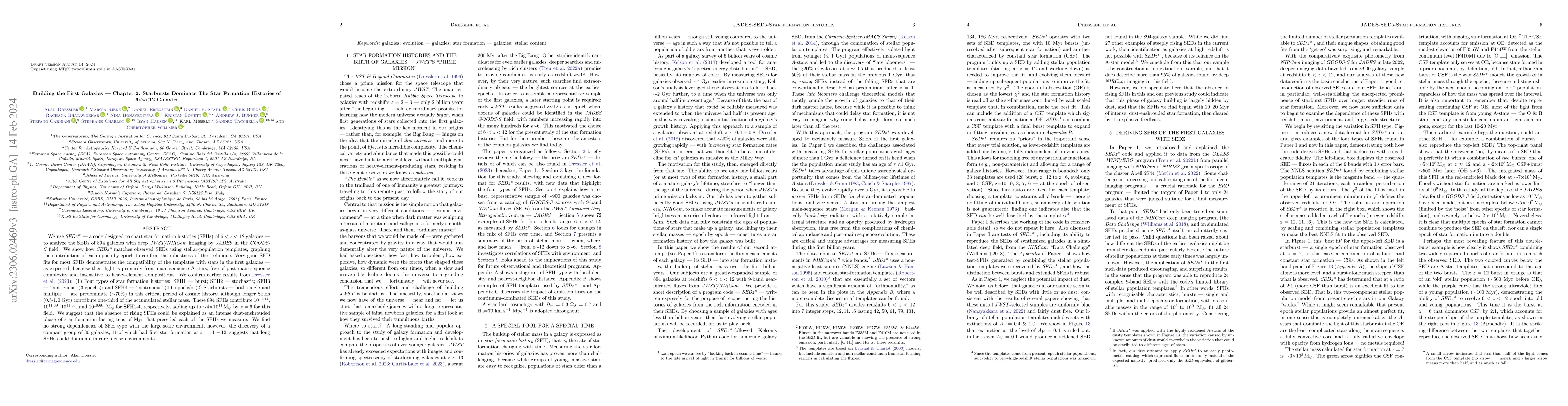 Thumbnail for Building the First Galaxies -- Chapter 2. Starbursts Dominate The Star
  Formation Histories of 6 < z <12 Galaxies