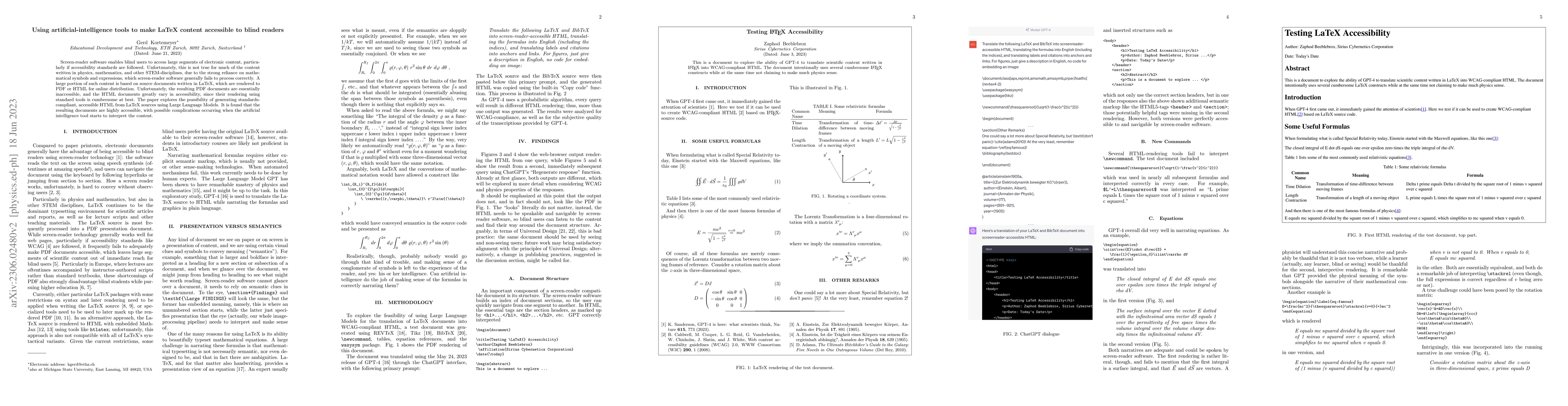 Thumbnail for Using artificial-intelligence tools to make LaTeX content accessible to
  blind readers