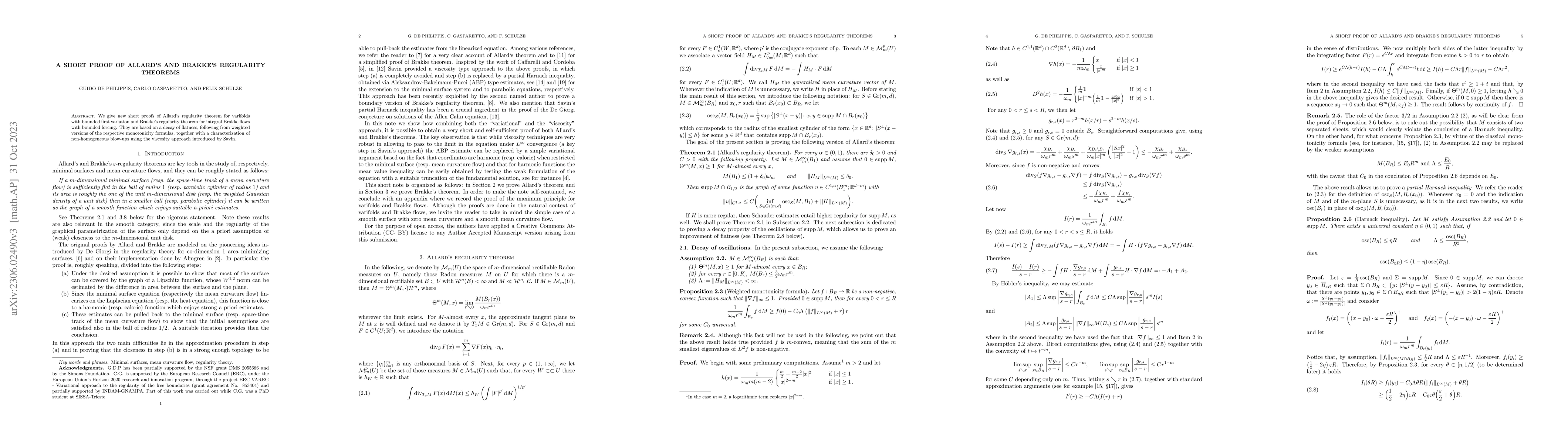 Thumbnail for A short proof of Allard's and Brakke's regularity theorems