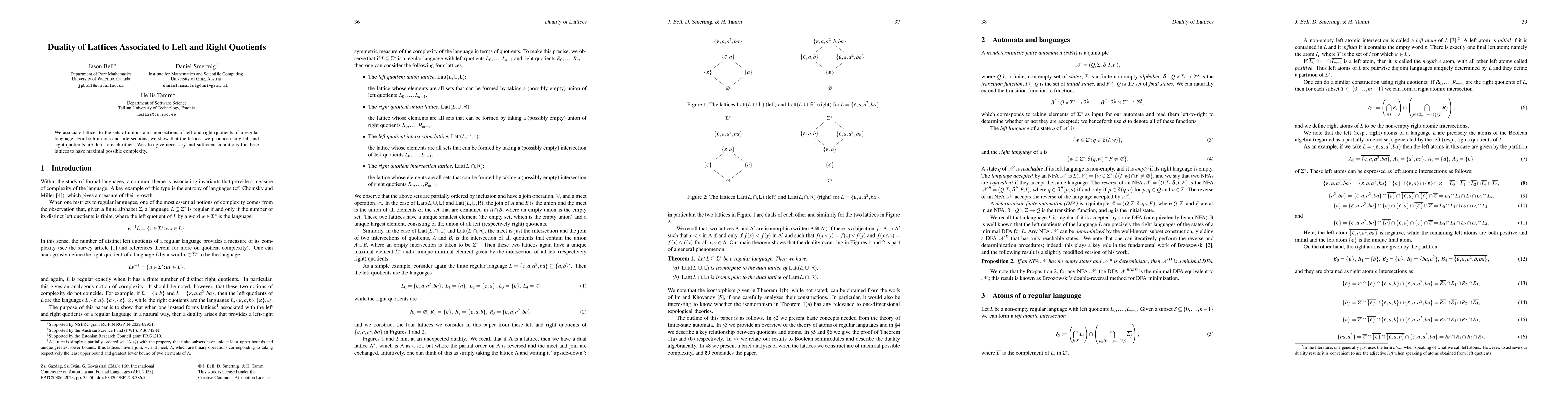 Thumbnail for Duality of Lattices Associated to Left and Right Quotients