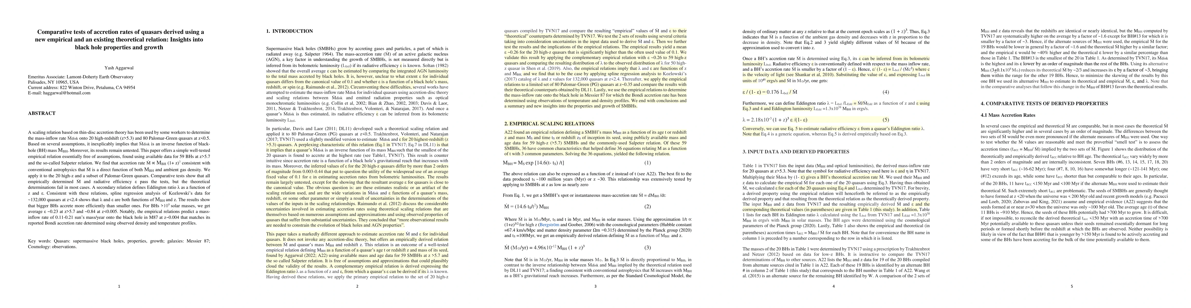 Thumbnail for Comparative tests of accretion rates of quasars derived using a new
  empirical and an existing theoretical relation: Insights into black hole
  properties and growth