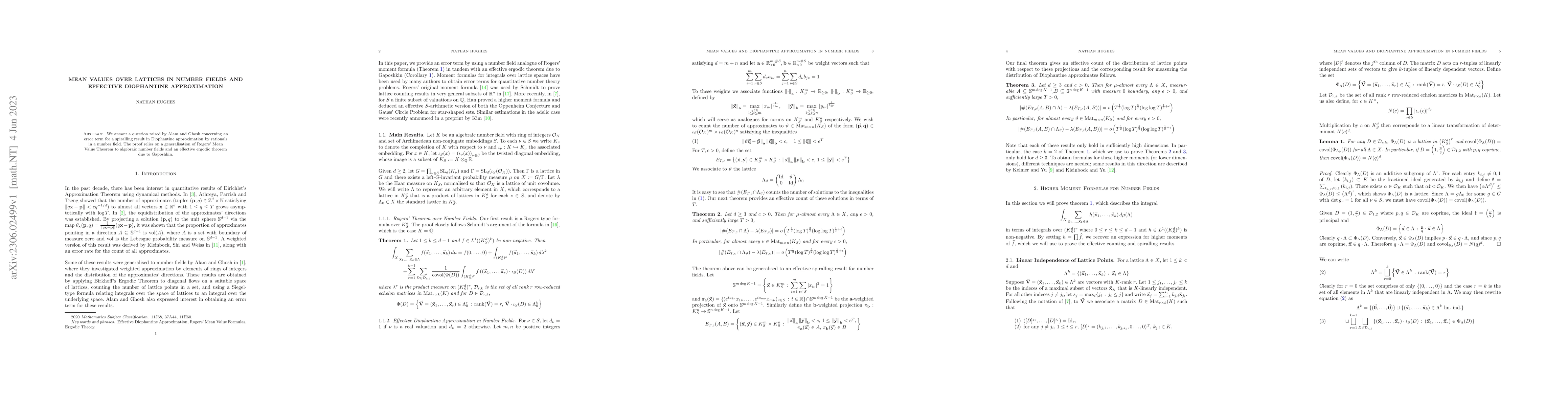 Thumbnail for Mean Values over Lattices in Number Fields and Effective Diophantine
  Approximation