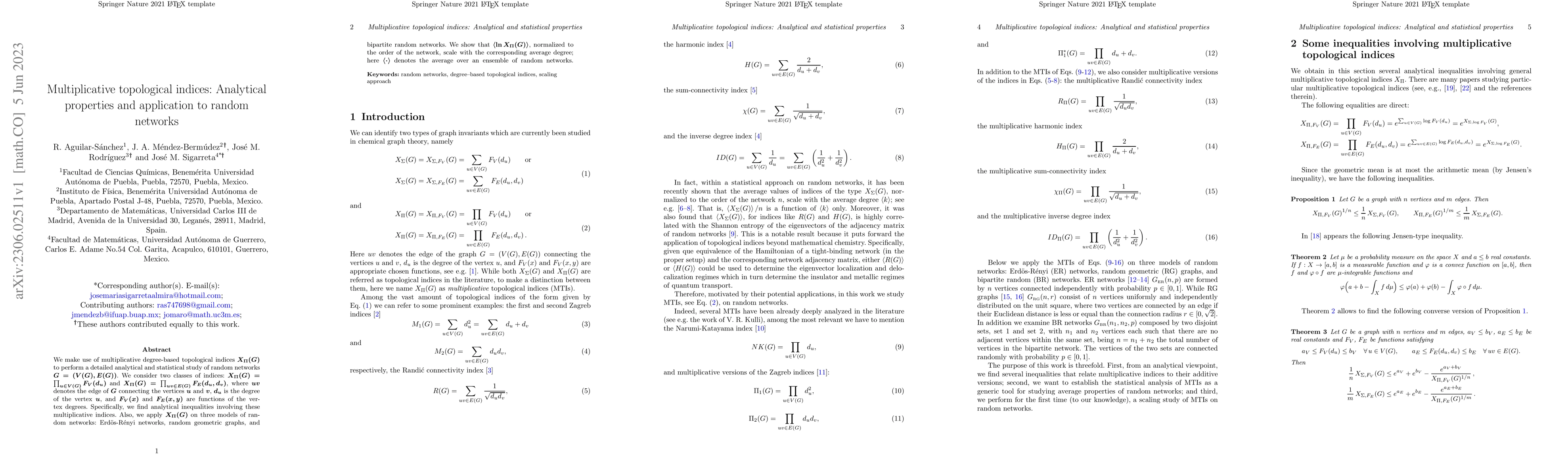 Thumbnail for Multiplicative topological indices: Analytical properties and
  application to random networks