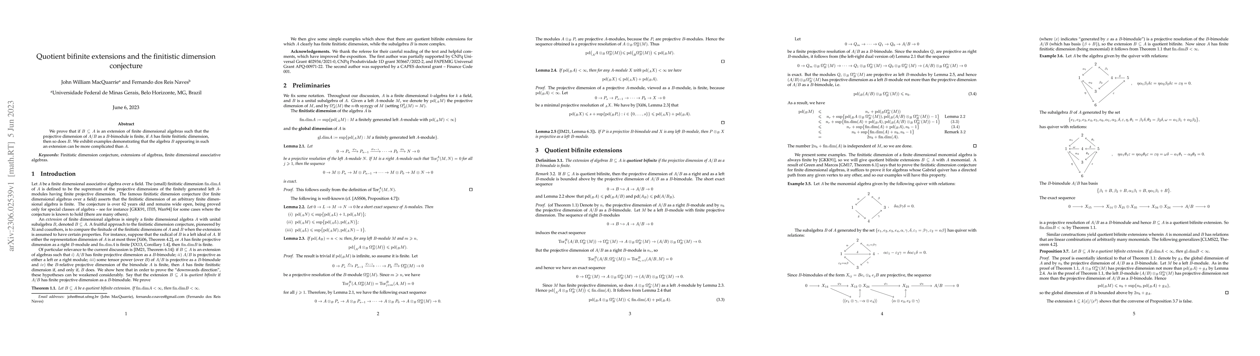 Thumbnail for Quotient bifinite extensions and the finitistic dimension conjecture