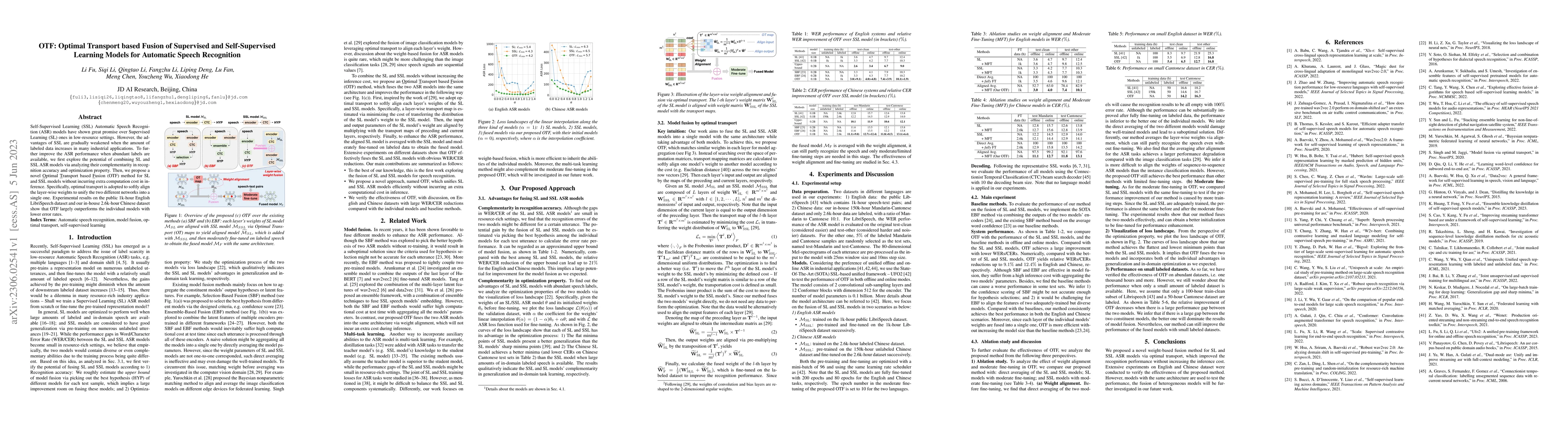 Thumbnail for OTF: Optimal Transport based Fusion of Supervised and Self-Supervised
  Learning Models for Automatic Speech Recognition