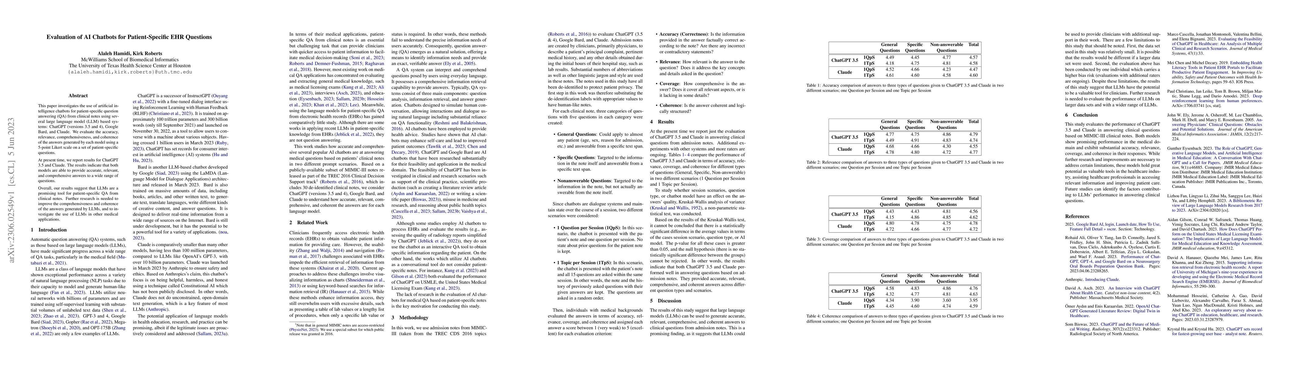Thumbnail for Evaluation of AI Chatbots for Patient-Specific EHR Questions
