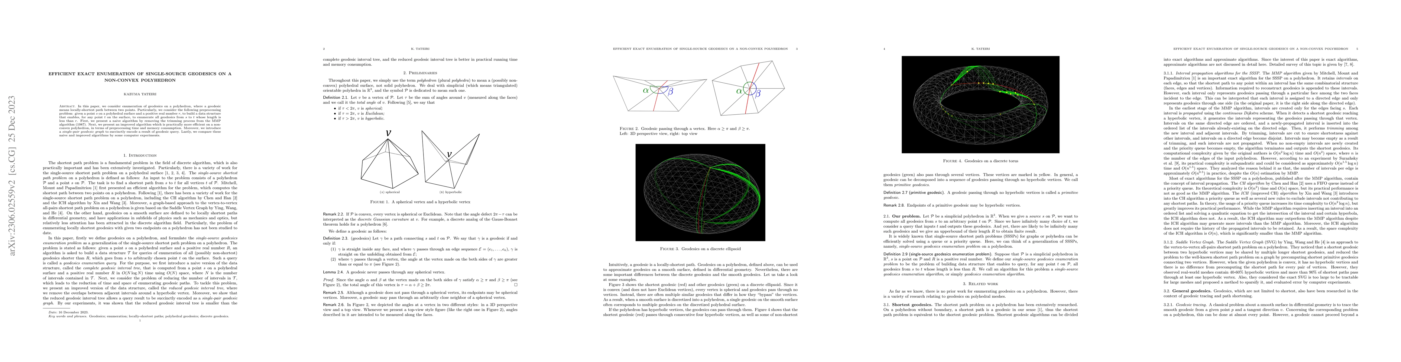 Thumbnail for Efficient Exact Enumeration of Single-Source Geodesics on a Non-Convex
  Polyhedron