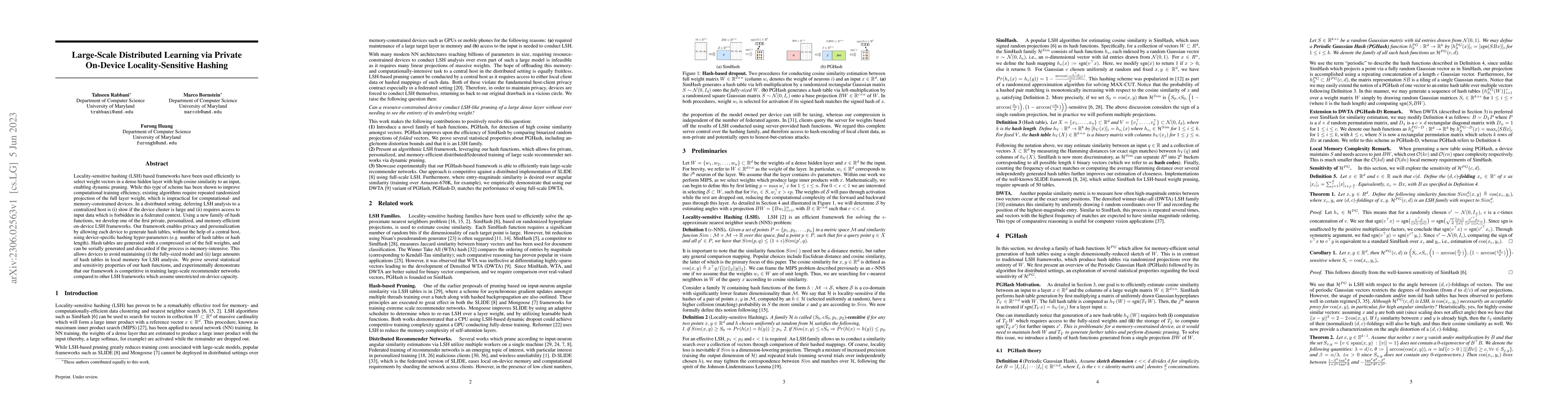 Thumbnail for Large-Scale Distributed Learning via Private On-Device
  Locality-Sensitive Hashing