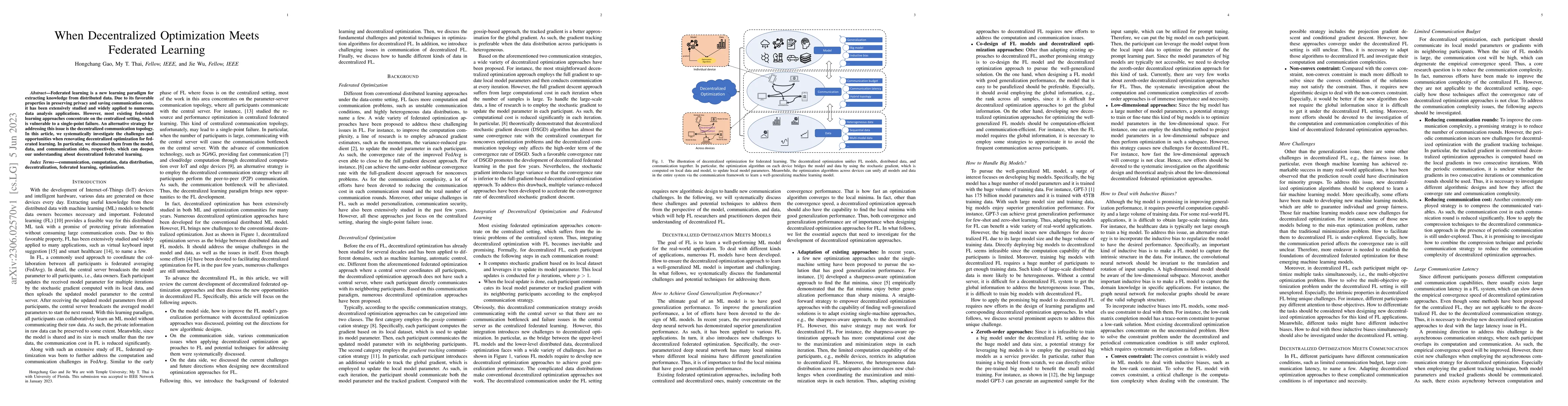 Thumbnail for When Decentralized Optimization Meets Federated Learning