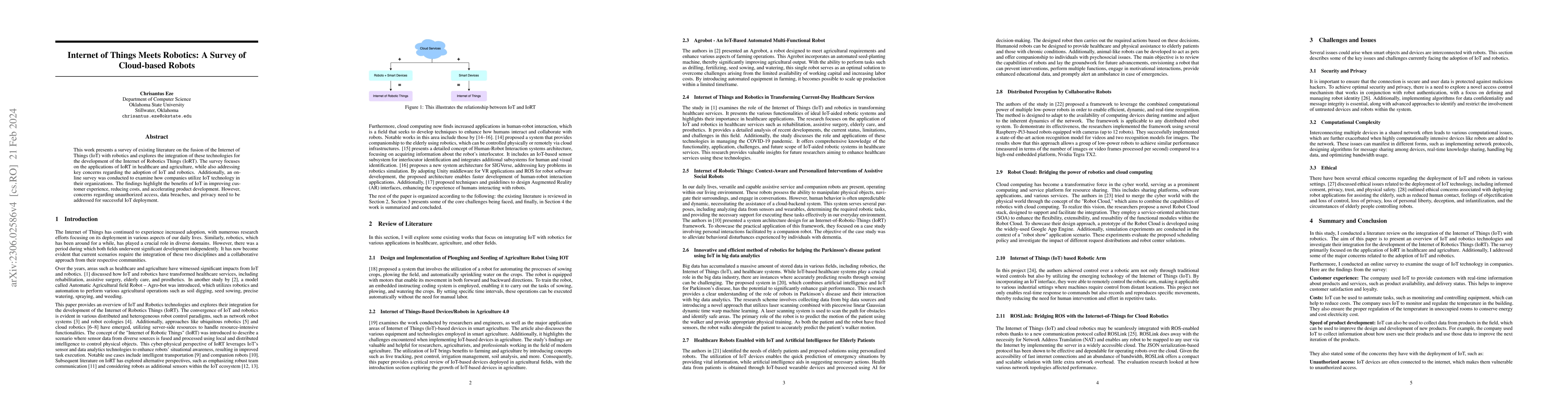 Thumbnail for Internet of Things Meets Robotics: A Survey of Cloud-based Robots