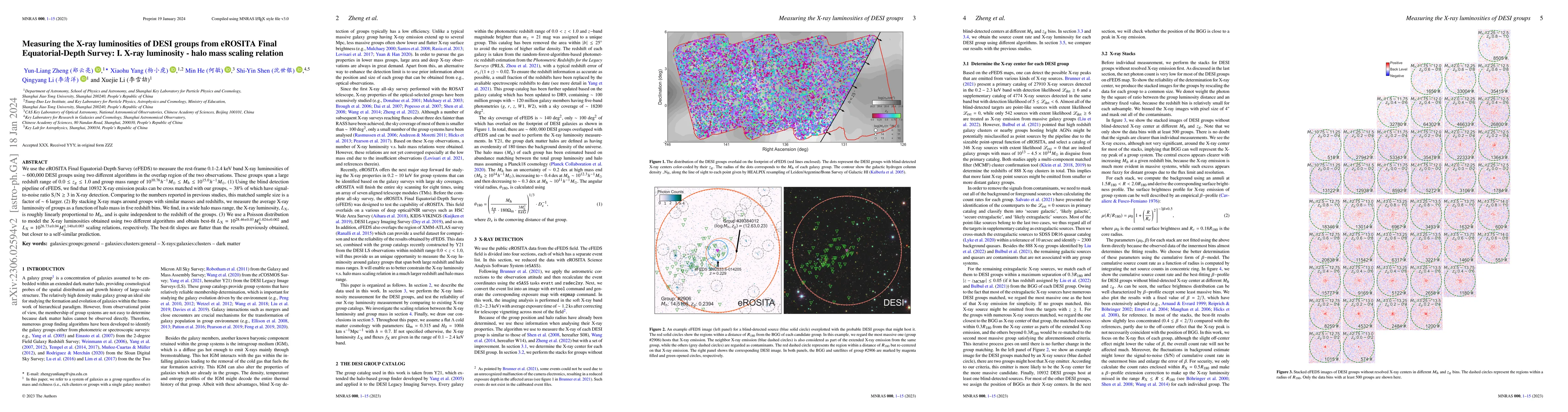 Thumbnail for Measuring the X-ray luminosities of DESI groups from eROSITA Final
  Equatorial-Depth Survey: I. X-ray luminosity -- halo mass scaling relation