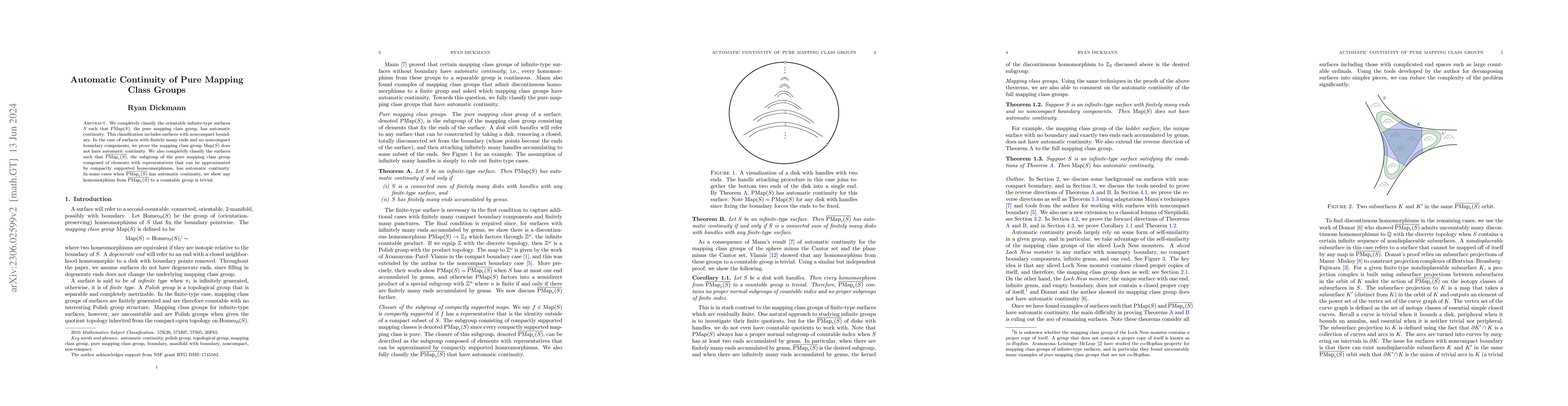 Thumbnail for Automatic continuity of pure mapping class groups