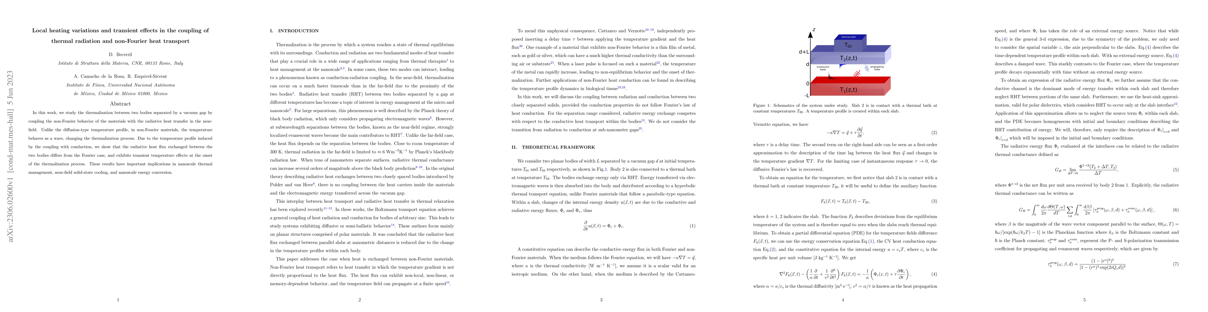 Thumbnail for Local heating variations and transient effects in the coupling of
  thermal radiation and non-Fourier heat transport