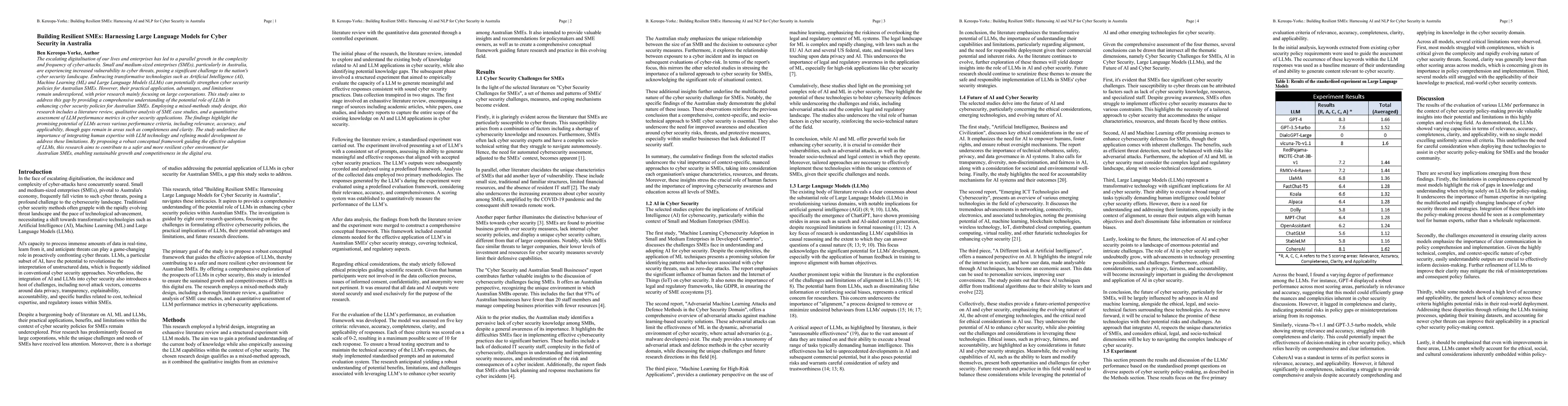 Thumbnail for Building Resilient SMEs: Harnessing Large Language Models for Cyber
  Security in Australia