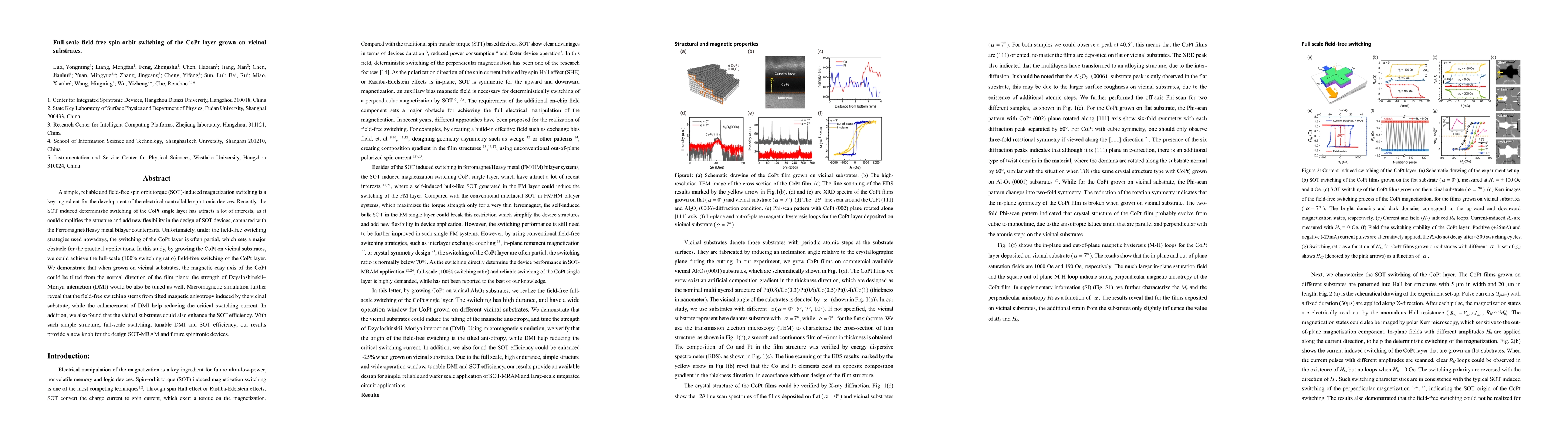 Thumbnail for Full-scale field-free spin-orbit switching of the CoPt layer grown on
  vicinal substrates
