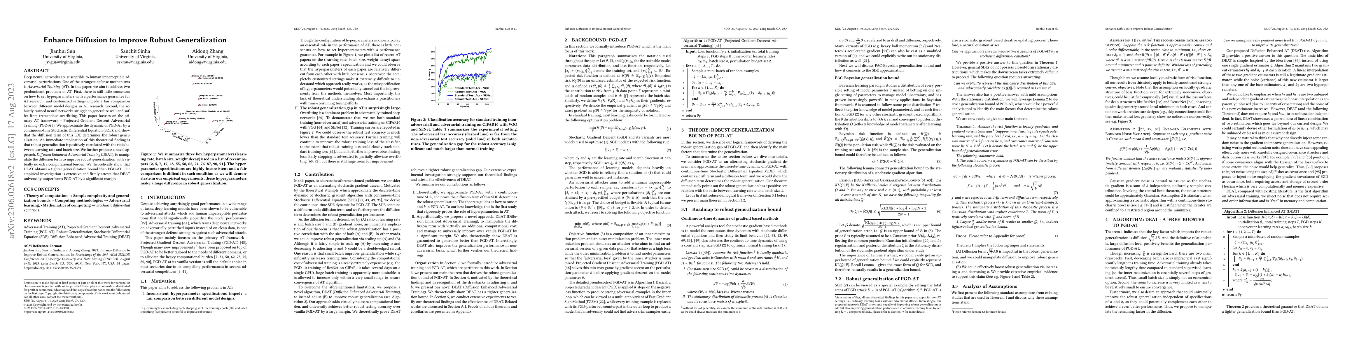 Thumbnail for Enhance Diffusion to Improve Robust Generalization